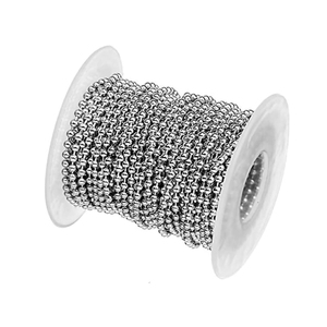 Collar de cadena de cuentas de metal, cadena de bolas de rodillo de acero inoxidable, cadena de bolas de cuentas de 2,4mm - Product Image 3