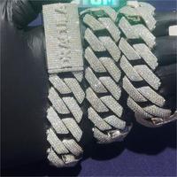 Articles les plus vendus Collier à chaîne à maillons cubains en argent 14mm à 4 rangées de diamants Vvs Moissanite