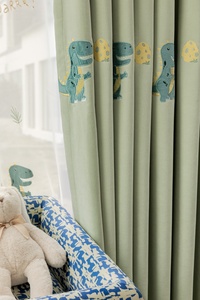 Di alta qualità stile moderno ciniglia cartone animato dinosauro ricamo Design <span class=keywords><strong>tende</strong></span> oscuranti con puro per le camere da letto dei bambini - Product Image 4