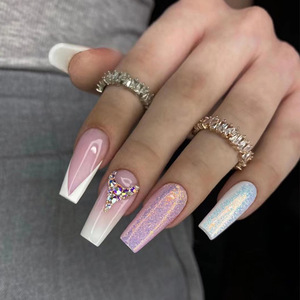 Accessoires d'ongles en acrylique longs, design <span class=keywords><strong>tendance</strong></span>, 24 <span class=keywords><strong>faux</strong></span> ongles à couverture complète, étiquette privée, à presser, pour femmes, vente en gros - Product Image 1
