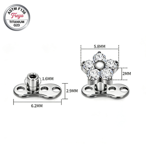 เครื่องประดับเจาะกระดูกไหปลาร้าแบบไมโครเดอร์มอล รูปดอกไม้ ทำจากไทเทเนียมเซอร์โคเนียม 14G ตามมาตรฐาน ASTM F136 แบบสั่งทำพิเศษ - Product Image 4
