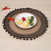 Set de table rond en jute imprimé style bohème, antidérapant, résistant à la chaleur, pour restaurant et maison