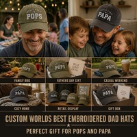 Gorra de Béisbol Personalizada con Bordado 'Mejor Papá del Mundo', de Algodón Lavado Vintage, Regalo para Papá, Ajustable, Venta al por Mayor, OEM, MOQ Bajo