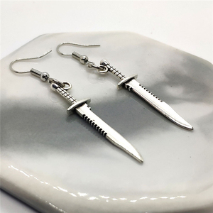 Trendz Fashion punk style ancient silver small dagger earrings - Product Image 3