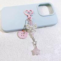 Porte-clés en métal doux de style Ins, thème Fille Mignonne et Douce, avec boutons à pois et un accessoire pendentif en forme de sac