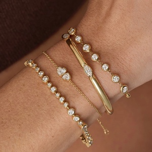 Bộ trang sức vòng tay và lắc tay mạ vàng 14K 18K Vermeil bạc Ý 925 cao cấp LYBURCHI đính đá CZ hình trái tim, bán chạy nhất - Product Image 6