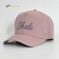 Casquette de baseball personnalisée unisexe à 5 panneaux perforée au laser en nylon respirant à séchage rapide pour le cyclisme et le fitness