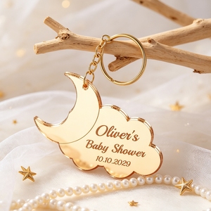 Marque-places personnalisés en acrylique motif lune et nuage pour baby shower, <span class=keywords><strong>mariage</strong></span>, cadeaux, noms personnalisés pour Noël, anniversaire, baptême, Aïd - Product Image 1