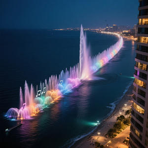AWS Construction & Real Estate Installations extérieures Fontaine de musique de mer Fontaine d'eau de lac éclairée par LED Fontaine de musique - Product Image 2