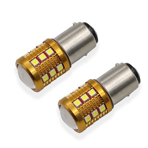 Bombillas LED para coche, luces direccionales, luces de freno, 1156, 1157, T20, 24 bombillas, 3030, 12V, amarillas. - Product Image 2