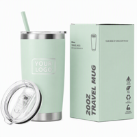 Gobelet isotherme à café personnalisé avec logo, 20 oz, avec couvercle sans BPA, 600 ml, isolation sous vide à double paroi, tasse à café de voyage