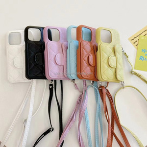 Nouvelle <span class=keywords><strong>coque</strong></span> de téléphone portable de luxe avec lanière bandoulière pour <span class=keywords><strong>iPhone</strong></span> 17 16 15 14, étui avec porte-cartes et sangle d'épaule pour <span class=keywords><strong>iPhone</strong></span> <span class=keywords><strong>13</strong></span> 12 Pro Max - Product Image 1