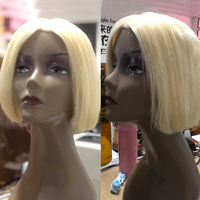Péruvienne Bouclés Droite Frontale 13*4 Sans Colle Bob Perruque 613 Ombre Couleur Vierge Cheveux Humains Avant de Lacet Court Coupe Pixie Perruques