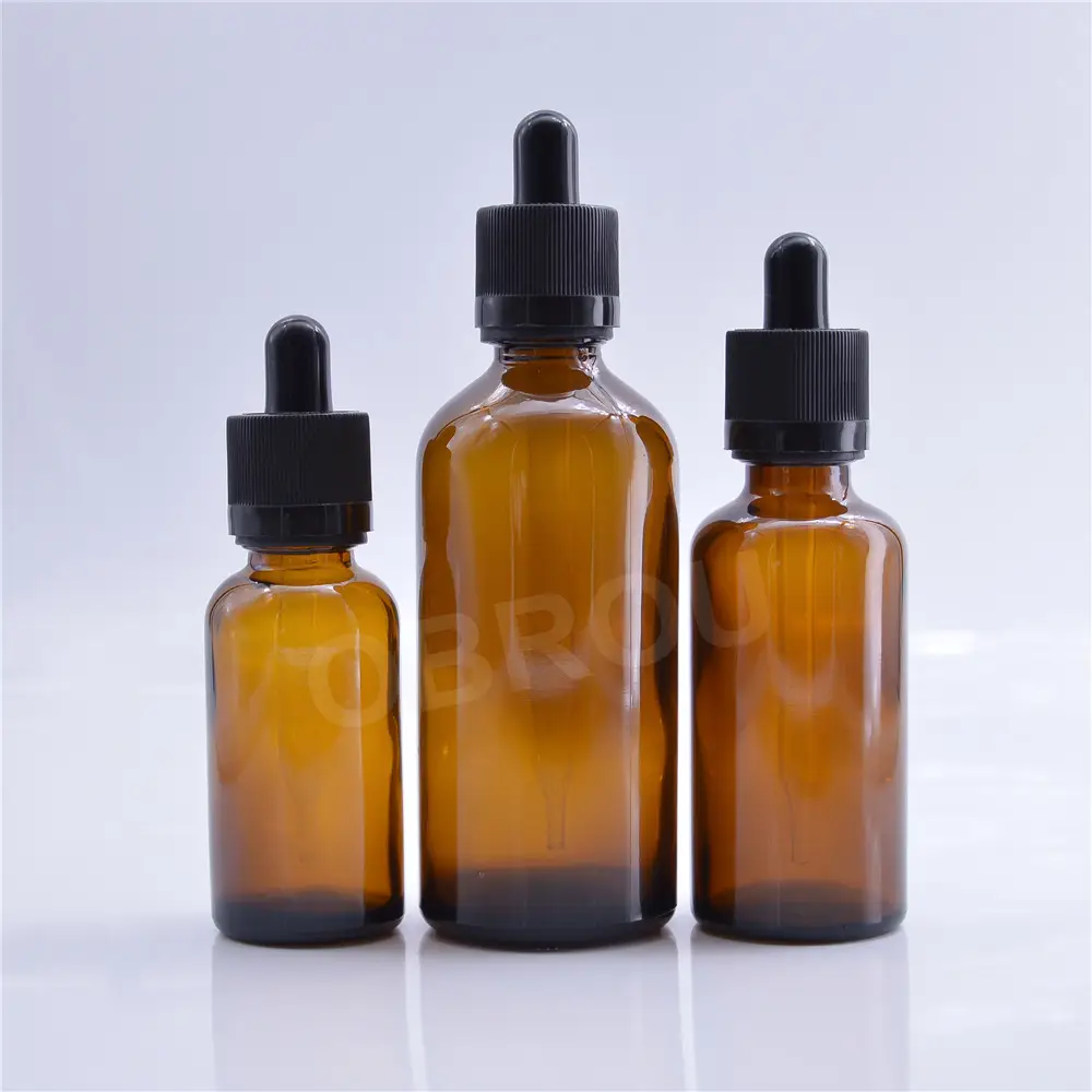 Lege Amberkleurige Glazen Druppelflesjes 5Ml-100Ml Wit/Zwart/Blauw Parfum Etherische Olie Druppelflesje Met Kindveilige Dop