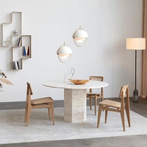 UnionStone Modern Luxury Natural Stone Round Dining Tables Modern Round Travertine <b>Marble</b> Dining Table - Product Image 3