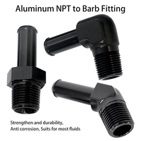 Adaptateur mâle droit anodisé noir 3/8 NPT vers 1/2 barb, raccord de tuyau 1/8 NPT vers 1/4'' 5/16''