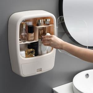 Organisateur cosmétique mural rose avec tiroirs et couvercle transparent pour le rangement du maquillage, capacité 2L - Product Image 5