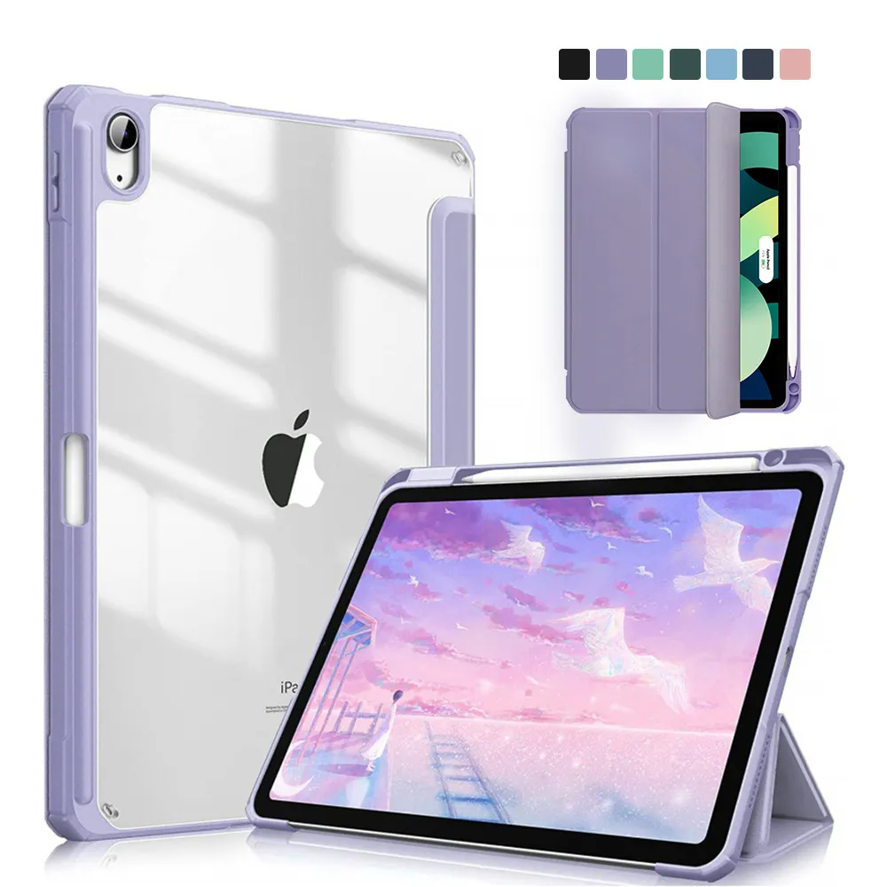 2022 usine Cas De Comprimé De Couverture pour iPad Mini Pro 11 9th Gen Couverture 10.2 9.7 5 6th Air 2/3/4 10.5 10.9 PU Silicone Couvercle Transparent