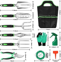 Juego de Herramientas de jardín Manual de aleación de aluminio, alta calidad, OEM, 11 piezas, con bolsa de transporte para jardín