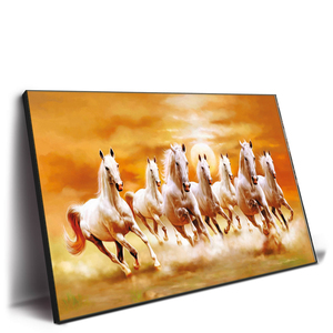 5 pièces Art déco Animal <span class=keywords><strong>cheval</strong></span> peinture <span class=keywords><strong>à</strong></span> l'huile sur toile impression étanche et écologique personnalisé - Product Image 3