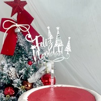 Décorations de gâteaux en acrylique de style Instagram, forme de sapin de Noël avec bois de cerf, personnalisables pour les fournitures de fête de Noël