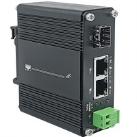 Convertisseur de média Ethernet industriel Gigabit POE+ 30W, boîtier en aluminium, 3 ports (2 RJ45, 1 SFP), prend en charge les modules SFP externes, 12~48V DC