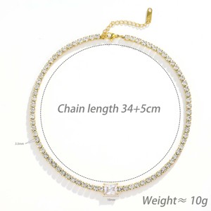 18K Gold Plated Stainless Steel Tennis Chain Women's Jewelry <b>Set</b> <b>Square</b> Zircon Crystal Rhinestone Pendant Trendy Daily Wear - Product Image 5