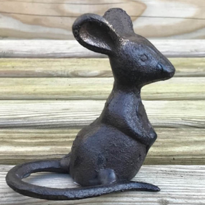 Juego de 2 ratones pesados de hierro fundido sólido, decoraciones de adorno de jardín interior, un ratón que habla y escucha, regalo decorativo - Product Image 4