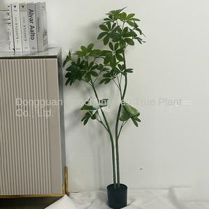 Planta verde en maceta de madera de pie de pato artificial al por mayor para decoración de interiores para paisajismo y diseño de madera borracha caballo - Product Image 4