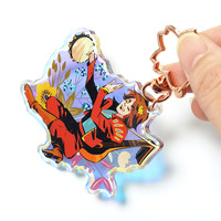 Porte-clés en acrylique époxy personnalisés Kuien avec paillettes, breloques en acrylique holographiques arc-en-ciel pour cadeaux