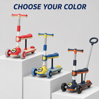 Trottinette Enfant Pliante 2-en-1 à Trois Roues avec LED Clignotantes en Plastique, Vente en Gros Usine, Personnalisable pour Garçons et Filles
