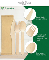 Kit de couverts en bois personnalisé 160mm couteau cuillère fourchette avec boîte de présentation pour le service alimentaire et la vente au détail