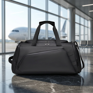 Bolsa de Lona Impermeable Negra, Bolsa de Viaje y Deporte de Gran Capacidad con Compartimento para Zapatos, Mochila Plegable - Product Image 6