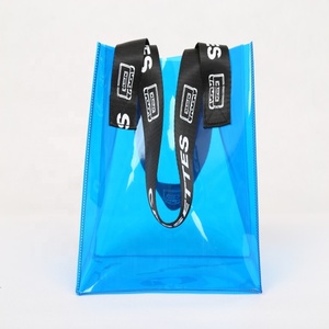 mini moq customized logo and size clear transparent pvc plastic big shopping plastic clear stadium tote bag