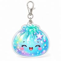 Lote al por mayor de llaveros acrílicos holográficos con diseño de estrella y dijes estéticos celestes