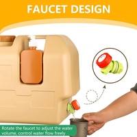 Conteneur d'eau de camping 15L 20L 30L sans BPA, porte-eau potable avec bec verseur et distributeur de lotion pour camping, pique-nique, barbecue et stockage