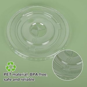 Pet Clear Flat 98Mm |   Convient aux gobelets de 12 à 24 oz, couvercles à clipser jetables pour café glacé, milkshakes, glaces, utilisation au bureau et à la maison - Product Image 3