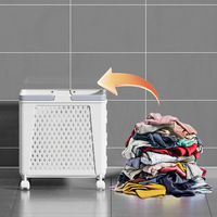 Panier à linge en plastique pliable avec roulettes