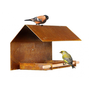 JH-Mech-Mangeoire à oiseaux suspendue en métal de forme carrée en acier corten - Product Image 3