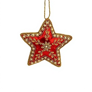 Pendentif étoile vintage en cristal perlé fait main par Ziyan Handicraft, broderie rouge, design tendance, breloques unisexes - Product Image 1