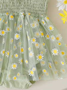 Set di <span class=keywords><strong>Abbigliamento</strong></span> Estivo per Neonata, 2 Pezzi, Tuta a Triangolo con Bretelle, Stampa Floreale, Grazioso Cappello Coordinato, 100% Cotone - Product Image 4