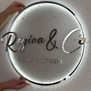 Custom Made Circle Acrylic Salon Sign Explosive Models Custom 3d Backlit Sign Neon Round Sign Custom Round Shop Signage