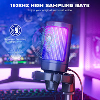 Microphone filaire à condensateur de bureau A6 pour PC, idéal pour les gamers, directivité cardioïde, studio professionnel, RGB, suppression du bruit, pour le gaming