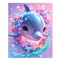 Ever Moment Kit de Peinture Diamant 5D DIY Animal Dauphin, avec Strass en Résine Complète, Tableau sur Toile pour Décoration Murale ASF3091