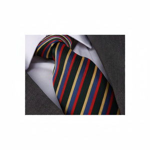 Corbata rayada verde oliva Azul Rojo - Product Image 2