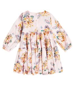 Robes roses pour enfants filles bon marché personnalisées avec fleur imprimée vente en gros usine de vêtements pour enfants en coton biologique - Product Image 2