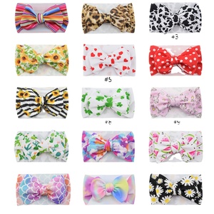 Children's Hair Accessories Wide Hair Band <strong>Baby</strong> Headgear <strong>Headband</strong> DIY Fabric Spendex Sweet Style <strong>Big</strong> Bow Head Flower Printing - Product Image 4