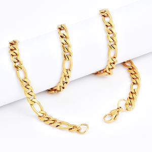 स्टेनलेस स्टील निर्माता फैशन एन. के. 3: 1 सोना/गुलाब गोल्ड/चांदी की चेन हार चीनी कारखाने - Product Image 1