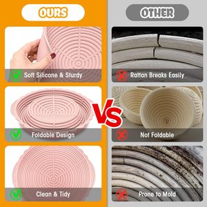 Panier de cuisson pliable et réutilisable pour pain au levain, ensemble de paniers de levage en silicone pliables pour la cuisson - Product Image 4