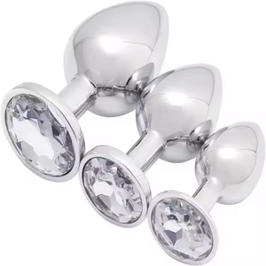 3 Pcs Luxury Jewelry Design Fetish Anal Butt Plug <b>Trainer</b> Kit Metal Toys Sex Love Games for Starter Beginner Men Women Couples - Product Image 2